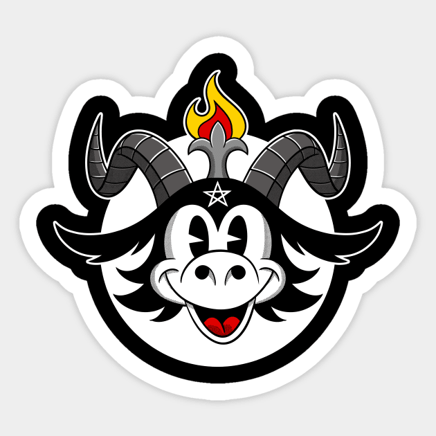 The Baphomet smile retro toon style Devil core Blackcraft cute Sticker by Juandamurai